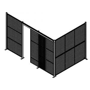 2-Sided Wire Mesh Partition with Sliding Door - 12'8" W x 8'4" D x 8'3" H