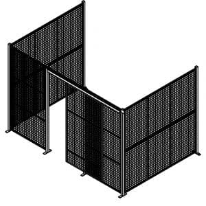 3-Sided Wire Mesh Partition with Sliding Door - 12'8" W x 8'4" D x 8'3" H