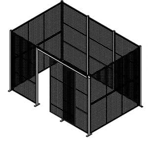 4-Sided Wire Mesh Partition with Sliding Door - 12'8" W x 8'4" D x 8'3" H