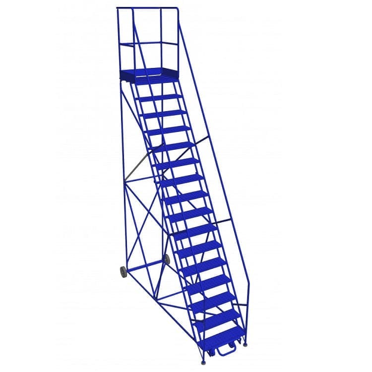 16-Step Rolling Safety Ladder with 22.5" Top Step